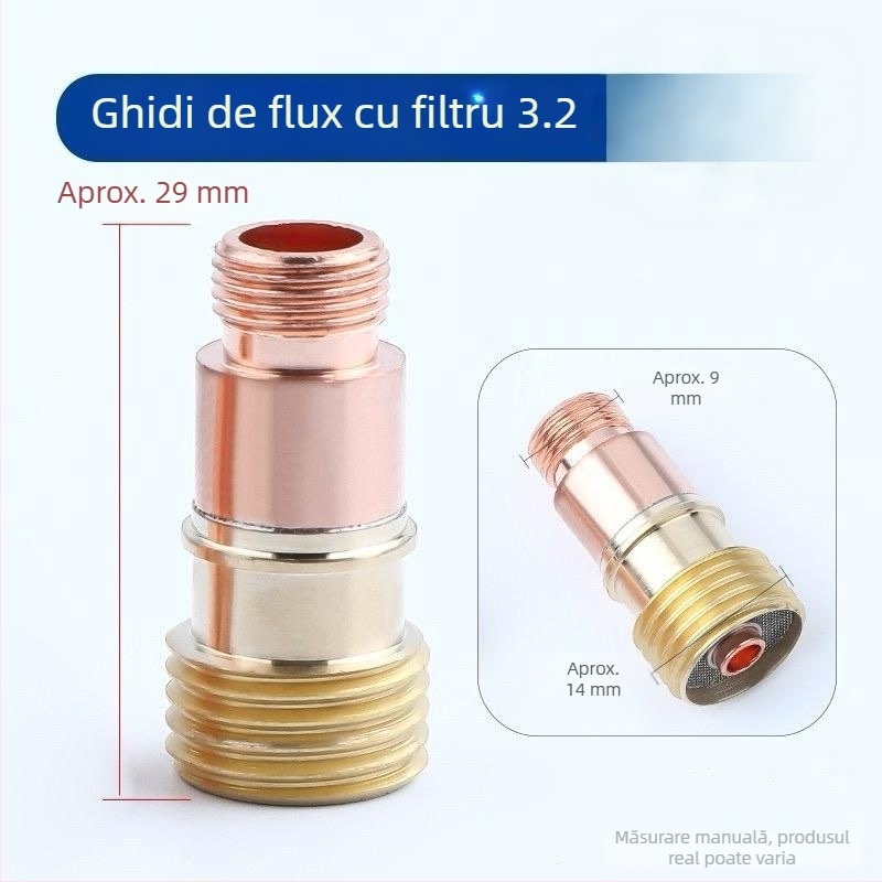 Accesorii pentru pistolul de sudură cu argon WP-17/18/26: deflector scurt și duză porțelan cu ecran din plasă
