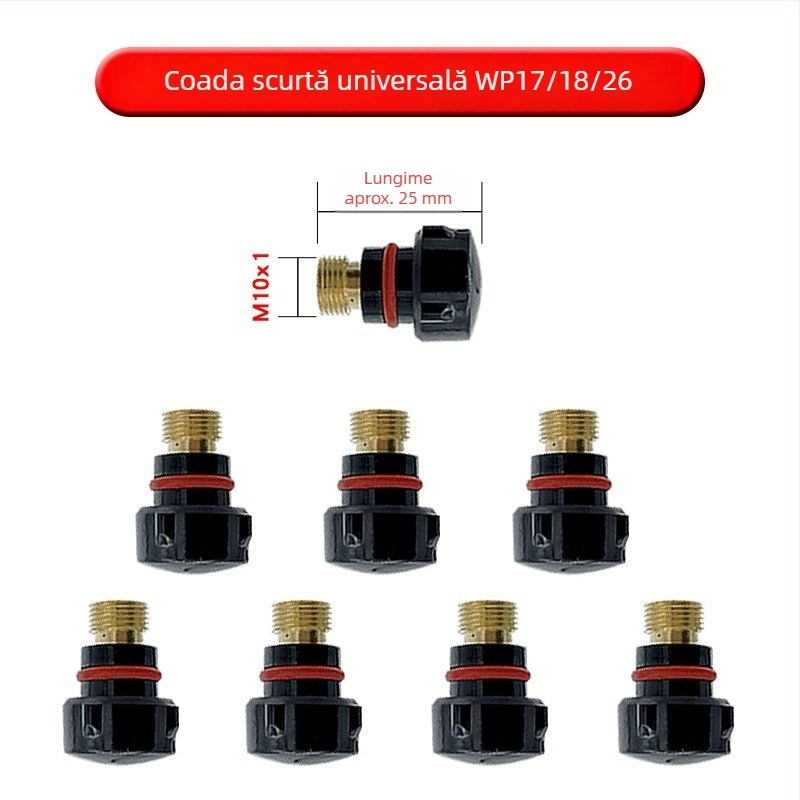 Accesorii pentru pistolul de sudură cu argon WP-17/18/26: deflector scurt și duză porțelan cu ecran din plasă