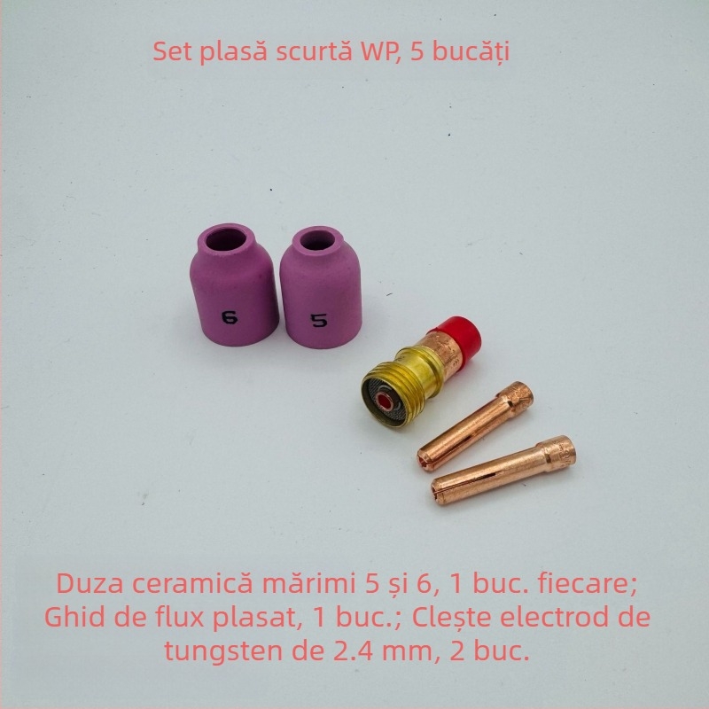 Accesorii pentru pistolul de sudură cu argon WP-17/18/26: deflector scurt și duză porțelan cu ecran din plasă
