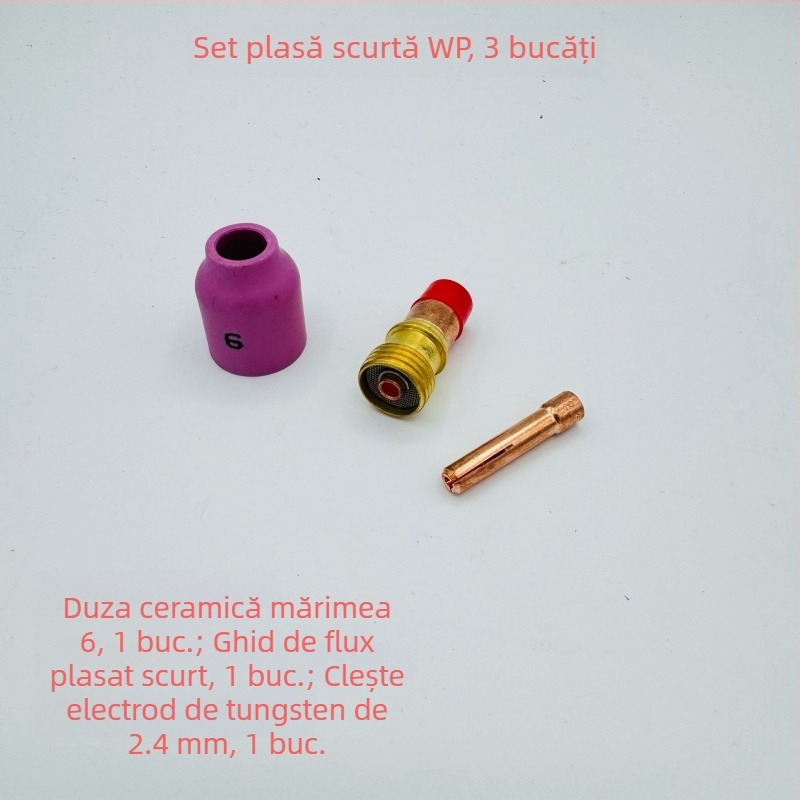 Accesorii pentru pistolul de sudură cu argon WP-17/18/26: deflector scurt și duză porțelan cu ecran din plasă