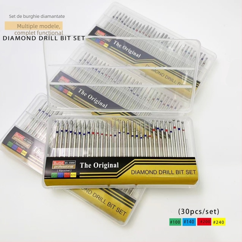 Capete diamantate pentru manichiură, set de 30 buc., 3 mm, accesorii pentru polizorul electric