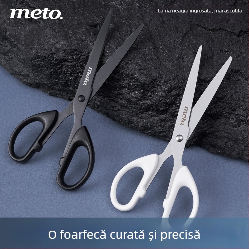 Foarfă cu lamă neagră — antiaderentă, anti-rugină, lucrată manual pentru tăierea hârtiei, ascuțită pentru uz casnic