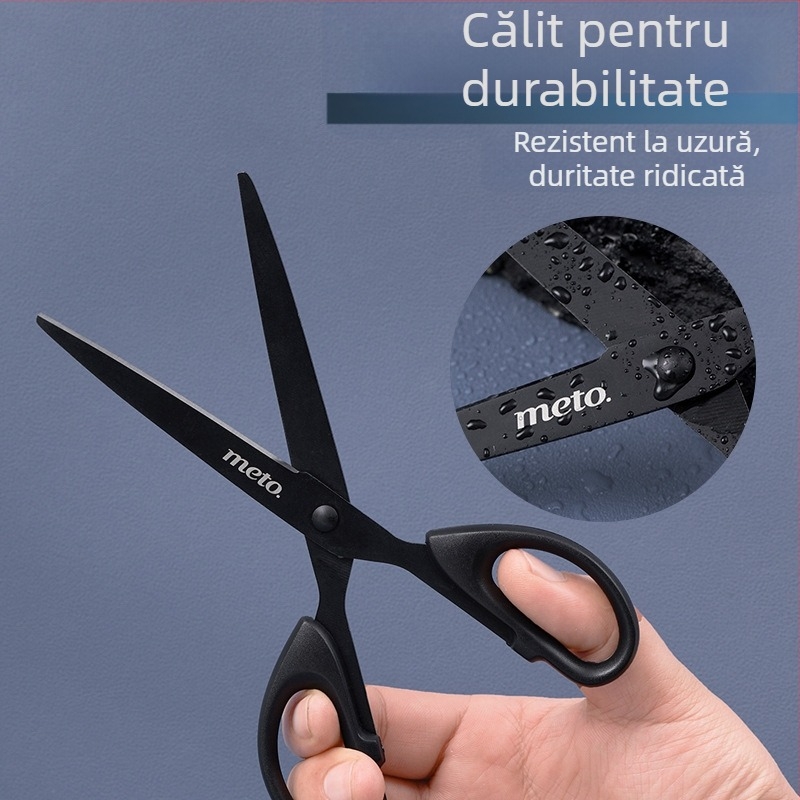 Foarfă cu lamă neagră — antiaderentă, anti-rugină, lucrată manual pentru tăierea hârtiei, ascuțită pentru uz casnic