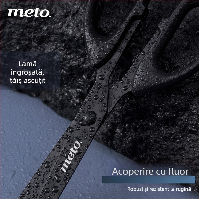 Foarfă cu lamă neagră — antiaderentă, anti-rugină, lucrată manual pentru tăierea hârtiei, ascuțită pentru uz casnic