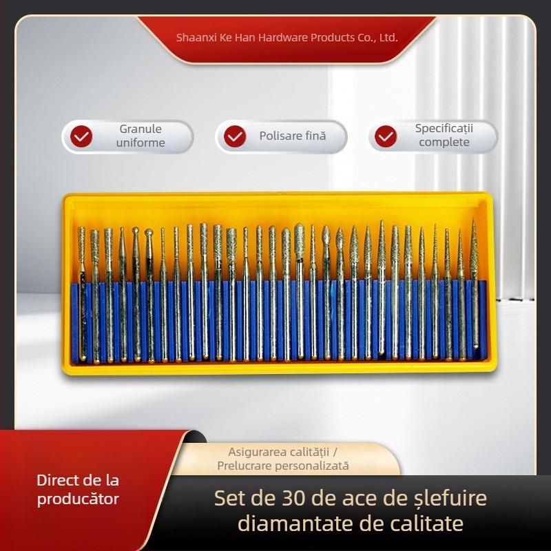 Set de 30 bucăți ace diamantate pentru șlefuirea unghiilor