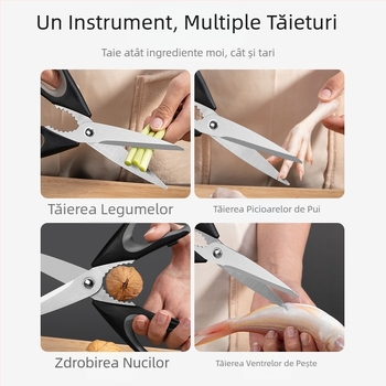 Foarfece de bucătărie din oțel inoxidabil, multifuncționale, extra-lungi, robuste pentru alimente și legume.