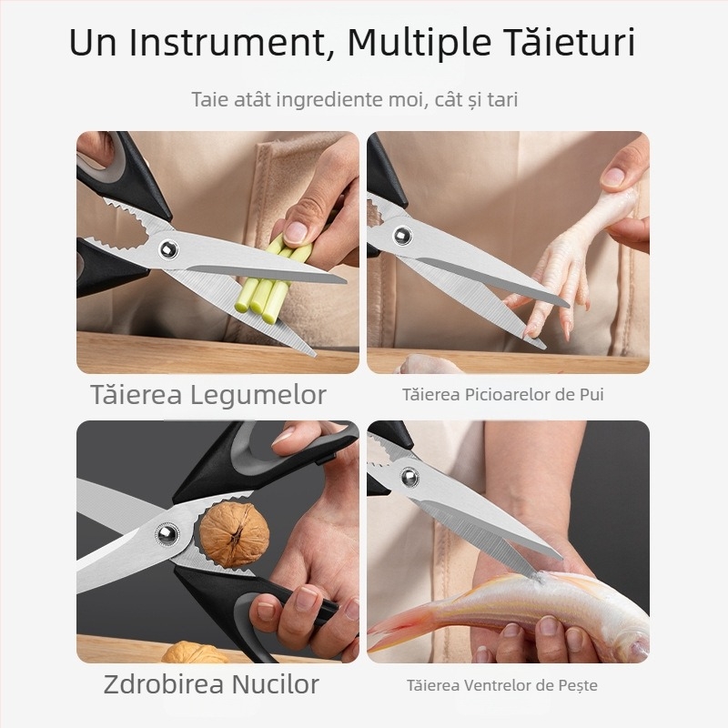 Foarfece de bucătărie din oțel inoxidabil, multifuncționale, extra-lungi, robuste pentru alimente și legume.