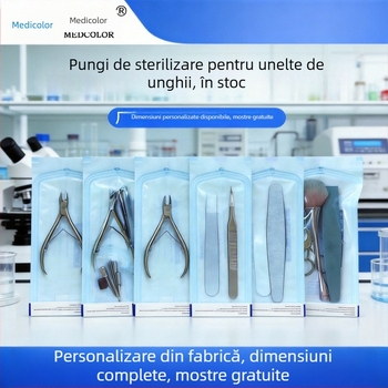 Unelte de manichiură: pungă de dezinfectare de unică folosință, bandă abrazivă de șlefuire, clește pentru cuticule, cap de șlefuire din oțel