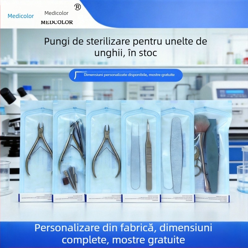 Unelte de manichiură: pungă de dezinfectare de unică folosință, bandă abrazivă de șlefuire, clește pentru cuticule, cap de șlefuire din oțel