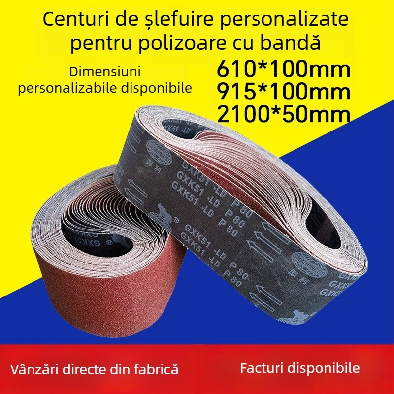 GXK51-LD Bandă de șlefuit pentru oțel inoxidabil, abraziv oxid de aluminiu, bază din țesătură amestecată, lățime personalizabilă