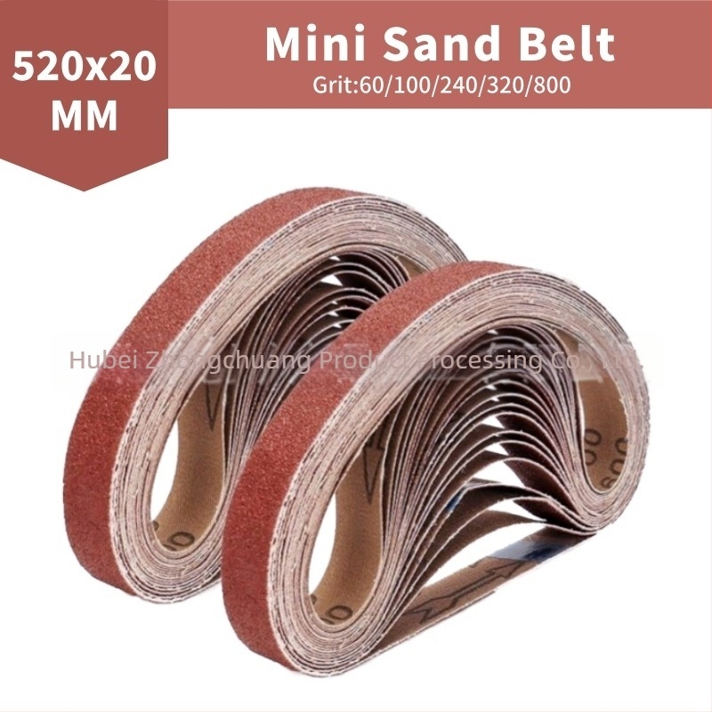 10 benzi abrazive din oxid de aluminiu pentru șlefuitor cu bandă mică – granulație 60–800, pentru șlefuire și lustruire