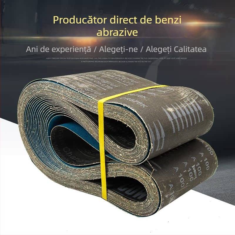 Bandă abrazivă verticală din aliaj de aluminiu pentru degrosare, lustruire și șlefuire a metalelor, cu rolă de țesătură abrazivă zirconiu-corund