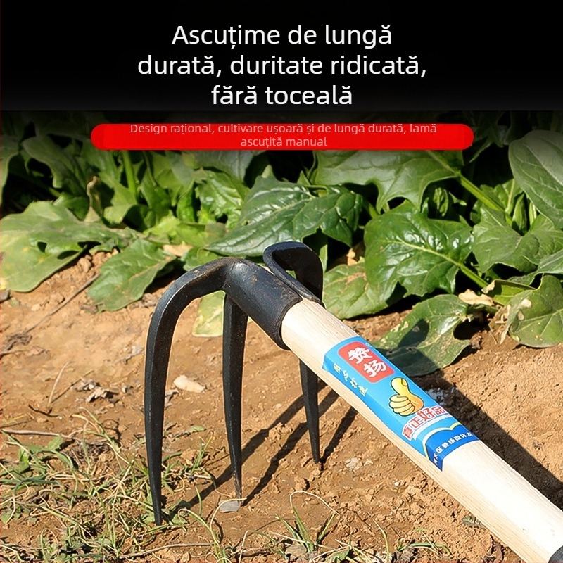 Grebă cu trei dinți din oțel de înalt carbon pentru afânarea solului și combaterea buruienilor