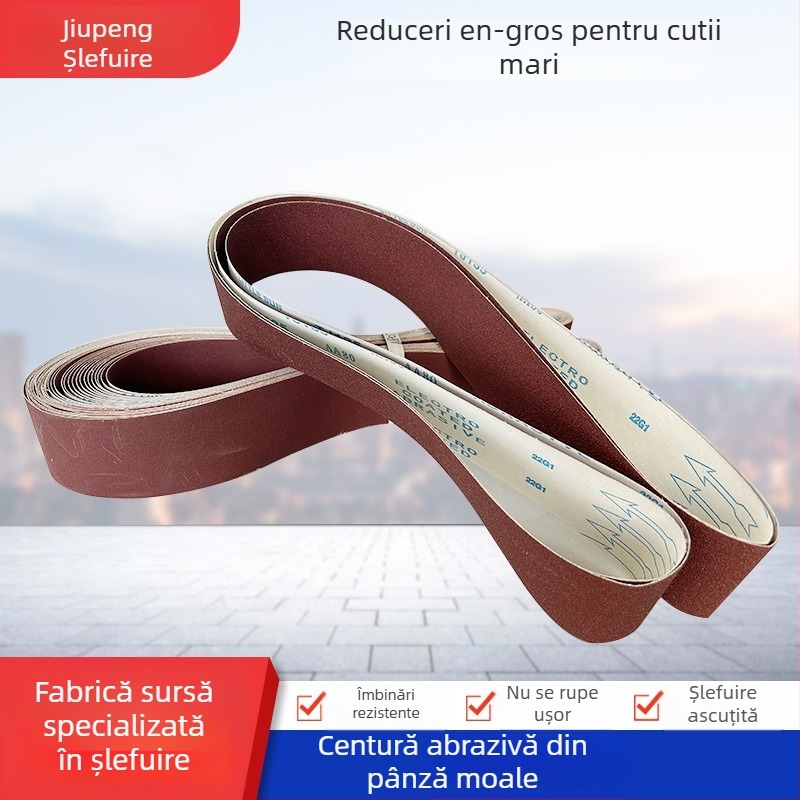 TJ538 Bandă abrazivă din țesătură moale pentru lustruire oțel inoxidabil, 2100 × 50 mm, bază din țesătură Y