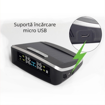 Monitor solar pentru presiunea pneurilor la mașină, cu TPMS încorporat, compatibil universal, monitorizare în timp real