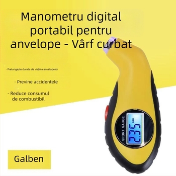 Manometru pentru pneuri auto, stil pistol, cu afișaj digital de înaltă precizie