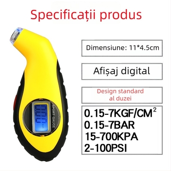 Manometru pentru pneuri auto, stil pistol, cu afișaj digital de înaltă precizie