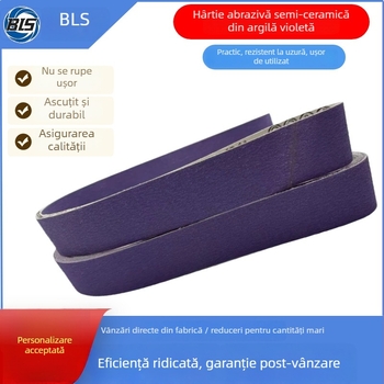 Curea de șlefuire semi-ceramică din lut purpuriu, 2100×50 mm, pentru șlefuirea și lustruirea metalelor; abraziivul nu se desprinde, rezistent la întindere
