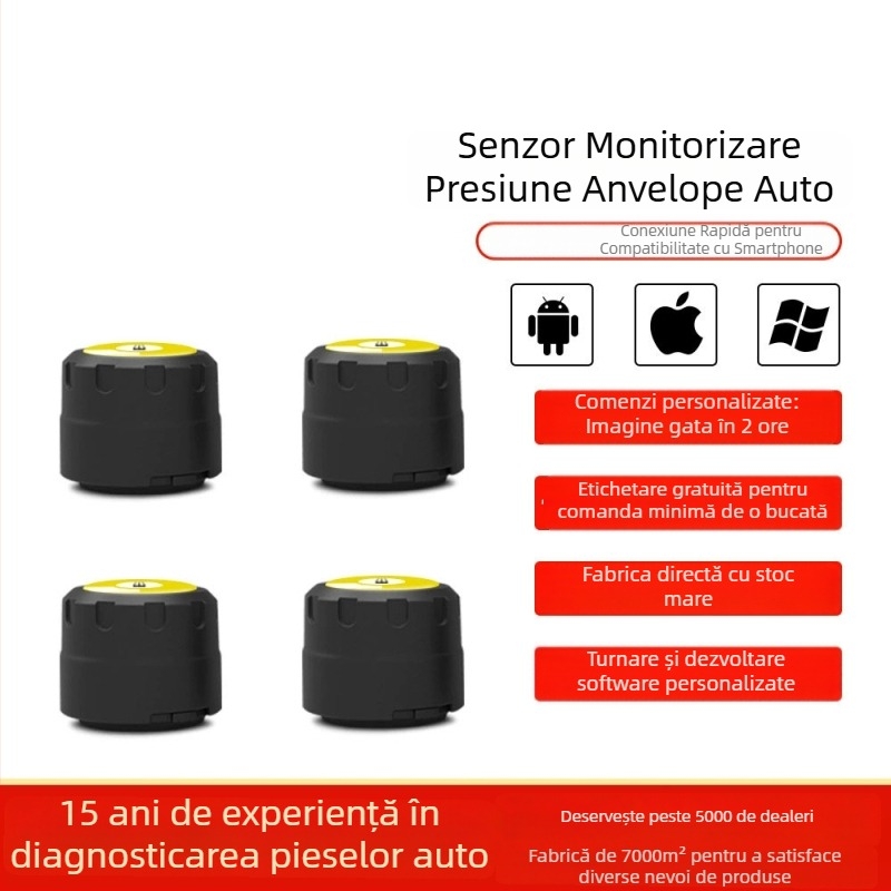 Senzor TPMS pentru monitorizarea presiuniei pneurilor auto, cu Bluetooth - transmisie în timp real și precizie înaltă a măsurătorilor
