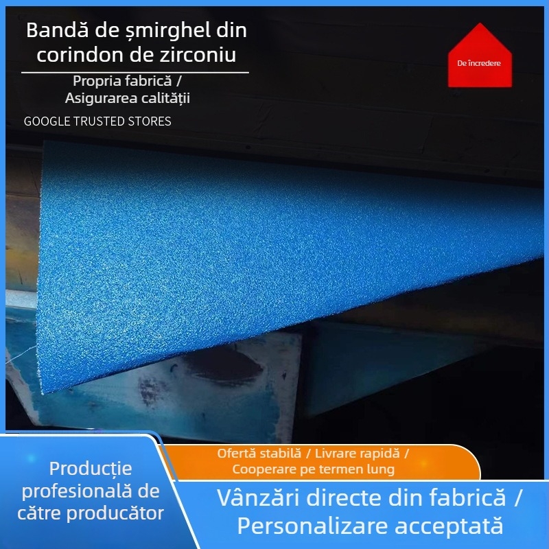 Bandă abrazivă din zirconiu corund pentru șlefuire și lustruire metal, bază de pânză albastră, pentru aliaje de aluminiu
