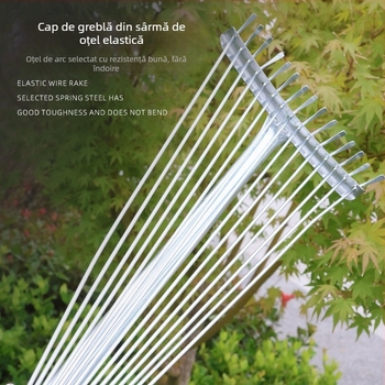 Greblă pentru frunze și iarbă, cu tijă extensibilă și dinți din oțel