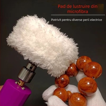 Bandă de polizare îngroșată cu fibre multiple, inel moale de polizare, accente stea-lună din jad pe mâner din lemn, pentru lustruirea porțelanului, detașabilă și practică