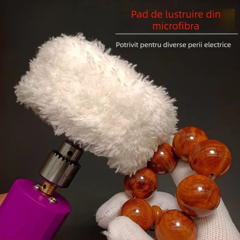 Bandă de polizare îngroșată cu fibre multiple, inel moale de polizare, accente stea-lună din jad pe mâner din lemn, pentru lustruirea porțelanului, detașabilă și practică