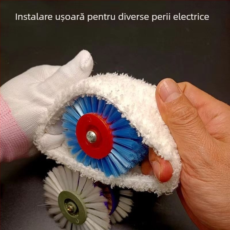 Bandă de polizare îngroșată cu fibre multiple, inel moale de polizare, accente stea-lună din jad pe mâner din lemn, pentru lustruirea porțelanului, detașabilă și practică