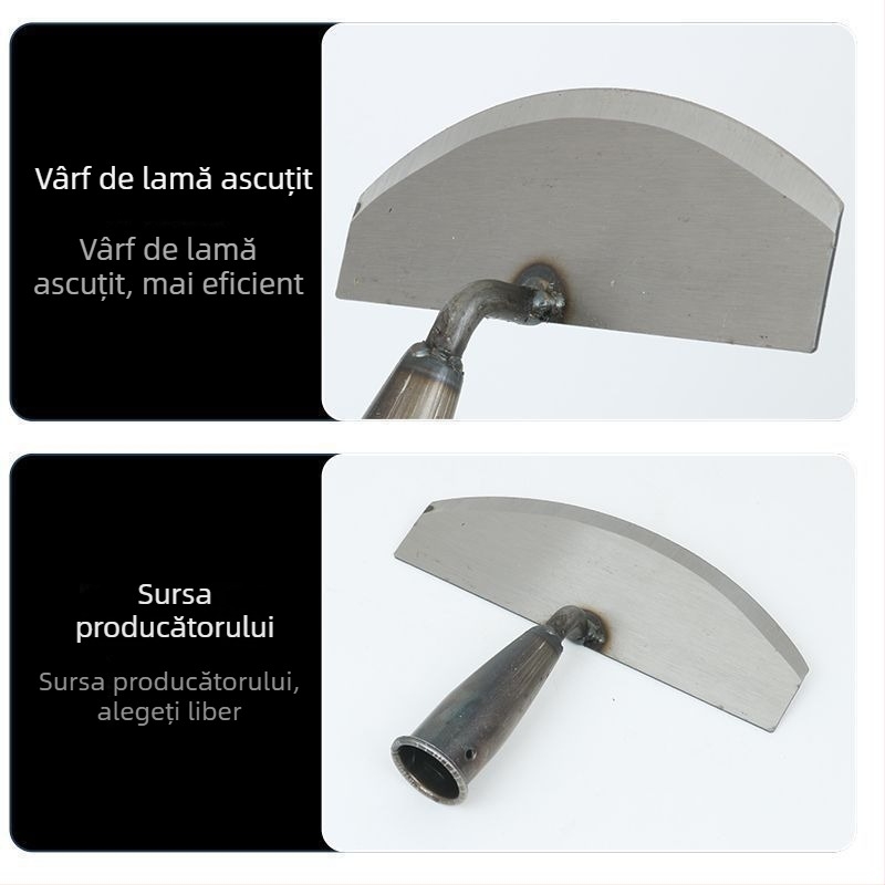 Unealtă pentru tăierea ierbii și îndepărtarea buruienilor, pentru uz casnic, lamă din oțel mangan cu cap înclinat