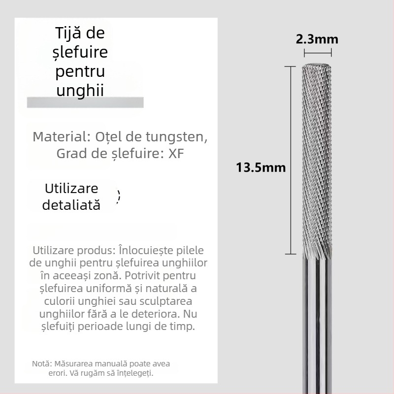 Cap de șlefuire din wolfram pentru manichiură, freză pas cu pas pentru pregătire și îndepărtarea unghiilor, polizare și unealtă de manichiură