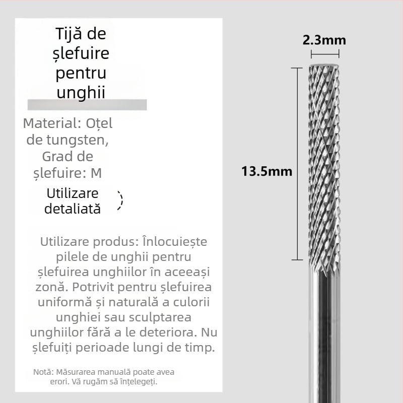 Cap de șlefuire din wolfram pentru manichiură, freză pas cu pas pentru pregătire și îndepărtarea unghiilor, polizare și unealtă de manichiură
