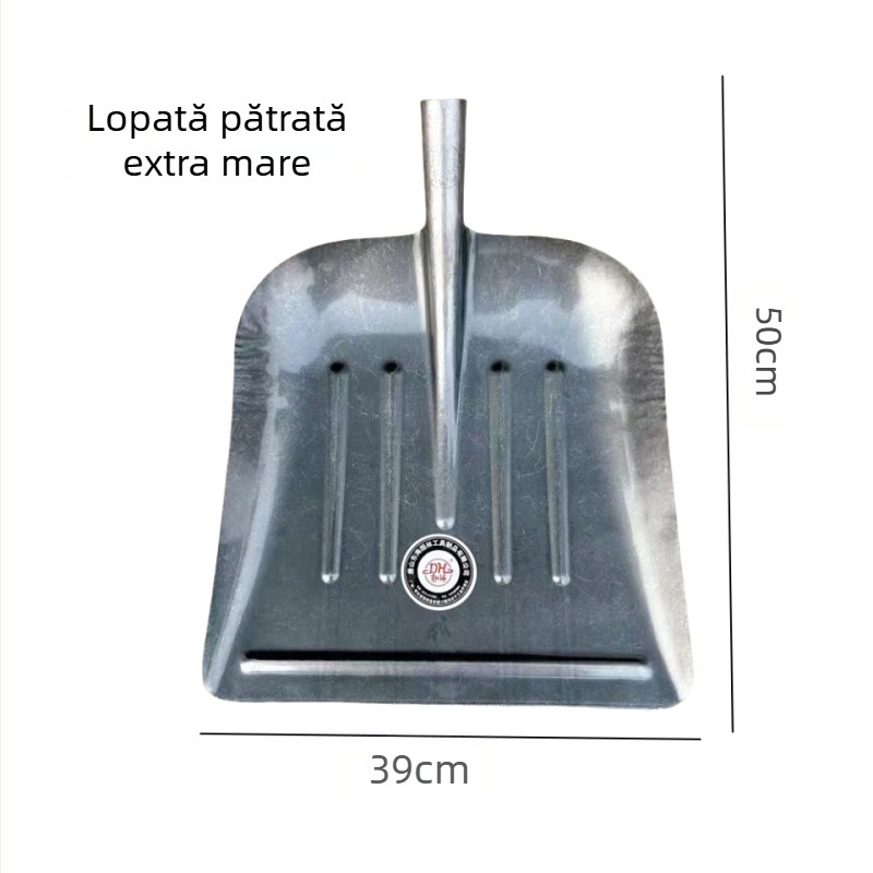 Lopată de gunoi din oțel mangan, extra-large, cu lamă plată lată, pentru curățarea fermei