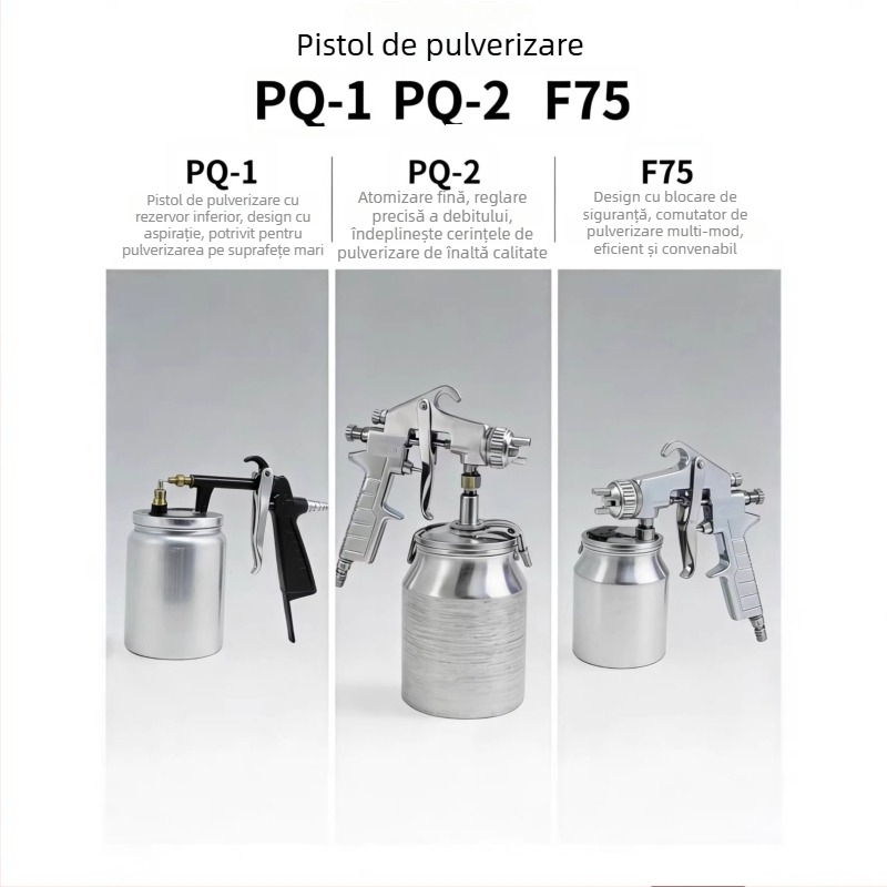 PQ-2/F75 pistol de vopsire pneumatic, cu capacitate mare, rezervor superior și inferior, structură din oțel