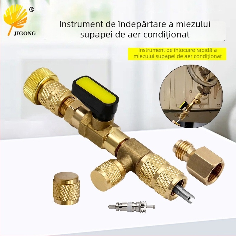 Unealtă pentru montare și demontare a nucleului de supapă al climatizării auto – pentru reparații la domiciliu, fără scurgere de refrigerant