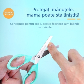 Foarfece pentru copii, cu vârf rotund, mâner din plastic, lame din oțel inoxidabil