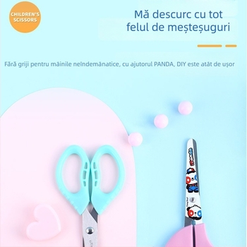 Foarfece pentru copii, cu vârf rotund, mâner din plastic, lame din oțel inoxidabil