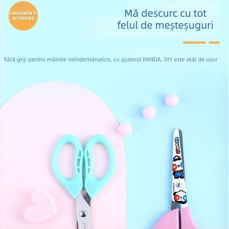 Foarfece pentru copii, cu vârf rotund, mâner din plastic, lame din oțel inoxidabil