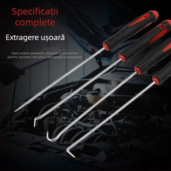 Set de 4 piese pentru garnitii de ulei: unealtă montaj garnitii, cârlig garnitii, extractor garnitii și cârlig demontare – întreținere auto și reparații de anvelope
