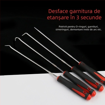 Set de 4 piese pentru garnitii de ulei: unealtă montaj garnitii, cârlig garnitii, extractor garnitii și cârlig demontare – întreținere auto și reparații de anvelope