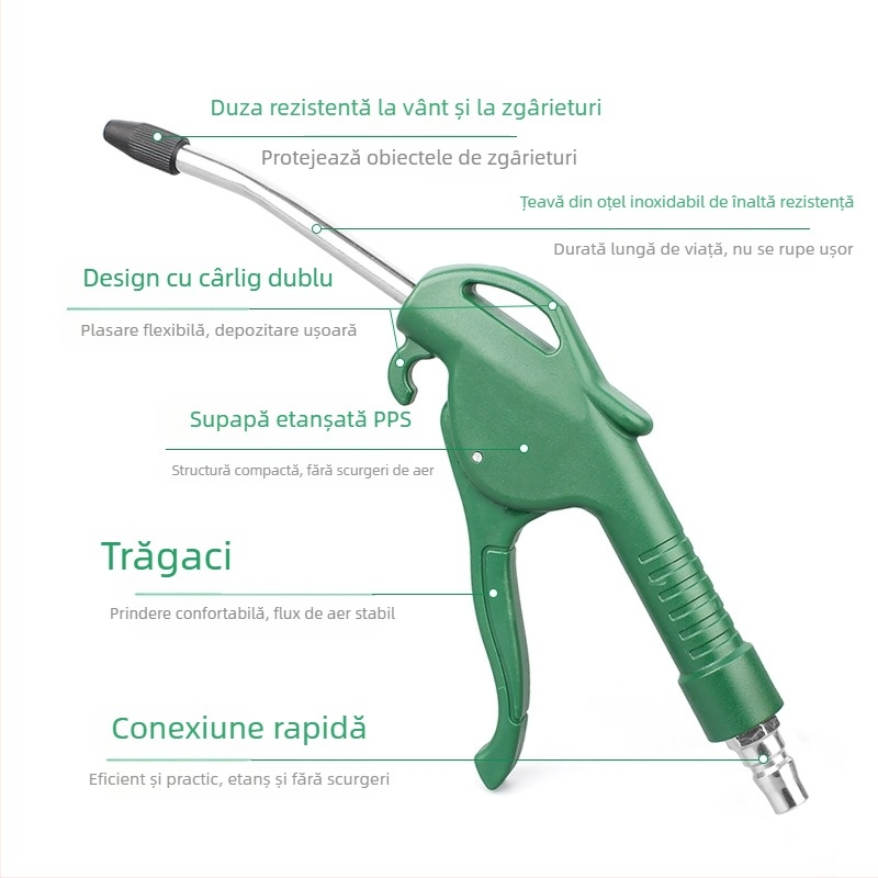 Pistol de suflat praf cu aer comprimat de înaltă presiune, instrumente pneumatice prelungite