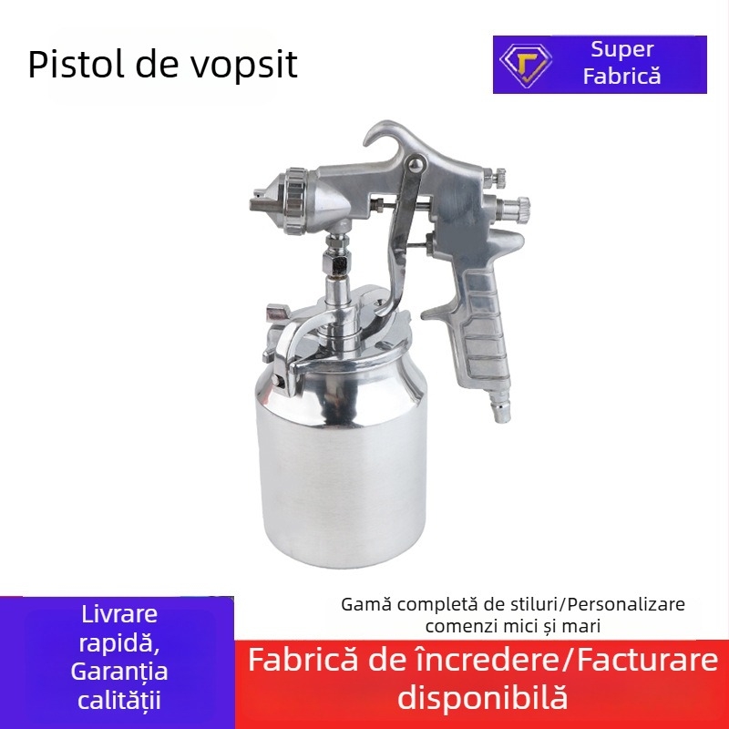 PQ-2 Pistol pneumatic de pulverizare cu recipient superior și inferior, pentru vopsiri de mobilier și automobile, ceață puternică