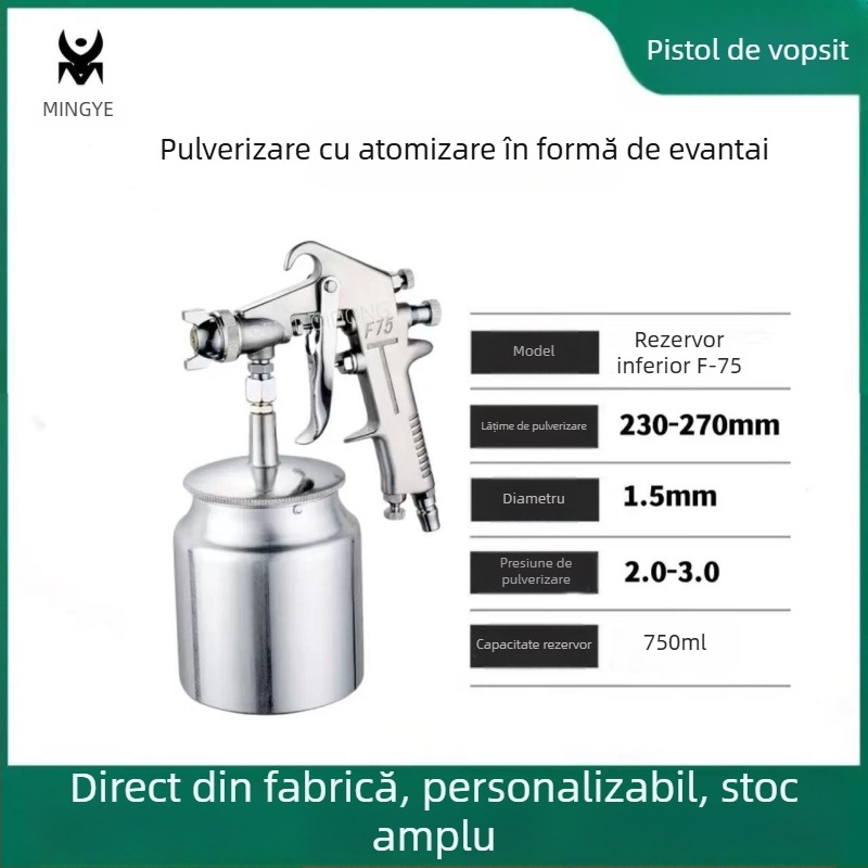 PQ-2 Pistol Pneumatic de Vopsire, cu F75, atomizare înaltă, pentru mobilier și metal