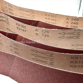 Bandă de șlefuit 915×100 mm, cu corund brun, pentru lemn, metal și piatră – bază din pânză, abraziv roșu