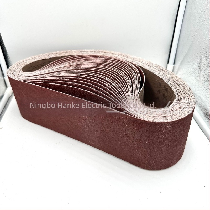 Bandă de șlefuit 915×100 mm, cu corund brun, pentru lemn, metal și piatră – bază din pânză, abraziv roșu
