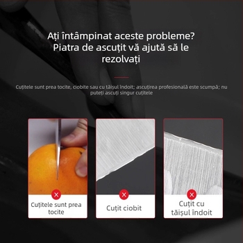 Piatra de ascuțit cu bază, dublă față, pentru cuțite de bucătărie — ascuțire grosieră și fină, unealtă multifuncțională de ascuțire rapidă