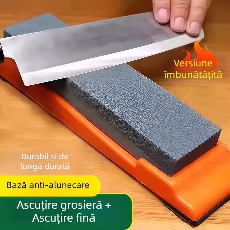 Piatra de ascuțit cu bază, dublă față, pentru cuțite de bucătărie — ascuțire grosieră și fină, unealtă multifuncțională de ascuțire rapidă