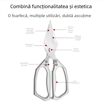 Foarfece de bucătărie cu cap mare, foarfece robuste pentru oase de pui, foarfece pentru pește și rață, foarfece pentru tăierea oaselor