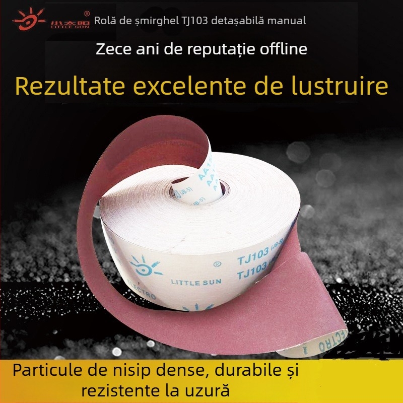 TJ103 Rolă de șmirghel din țesătură moale, de mână – abraziv din corind brun, pentru lemn, mobilier și metal