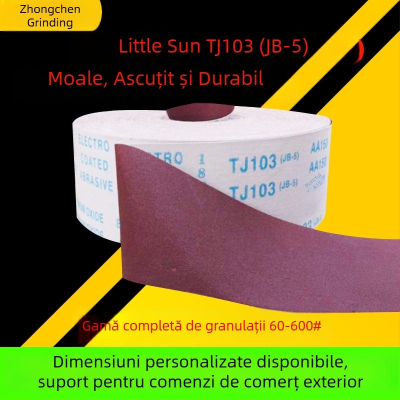 TJ103 Rolă de șmirghel din țesătură moale, de mână – abraziv din corind brun, pentru lemn, mobilier și metal