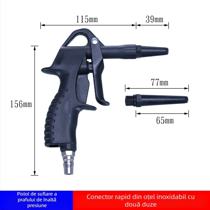 Pistol pneumatic de înaltă presiune pentru suflare praf, curățare auto cu aer și pulverizare cu apă, duză prelungită